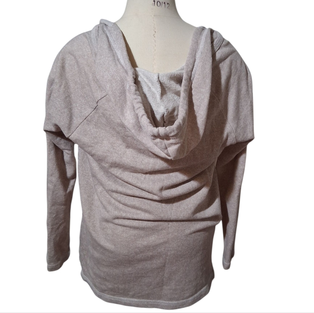"I Cannot Live Without Coffee and My Dog” Tunic Hoodie Long Sleeve - Beige Small - Picture 3 of 8